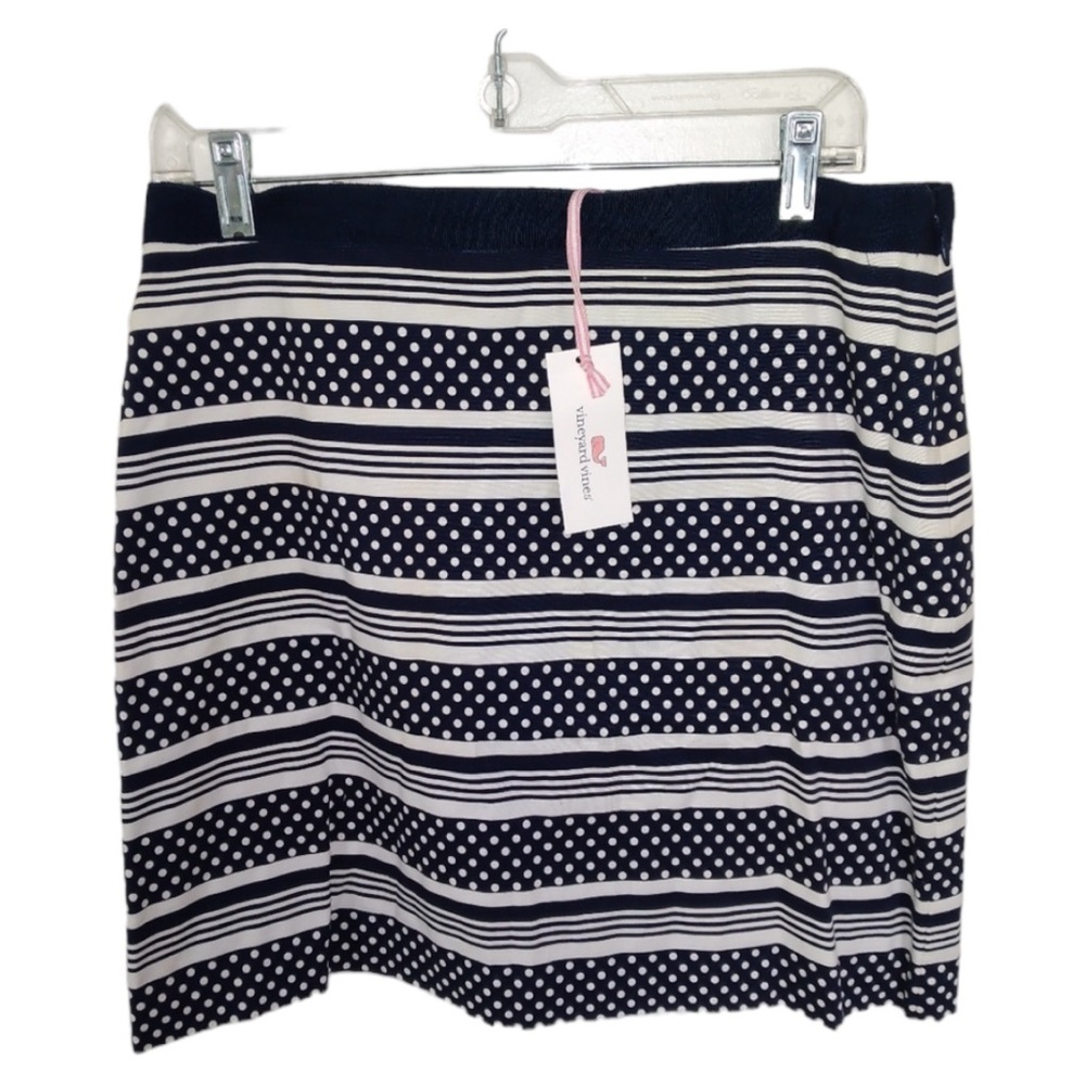 NWT Vineyard vines  waistband classic polka-dot stripe skirt size10